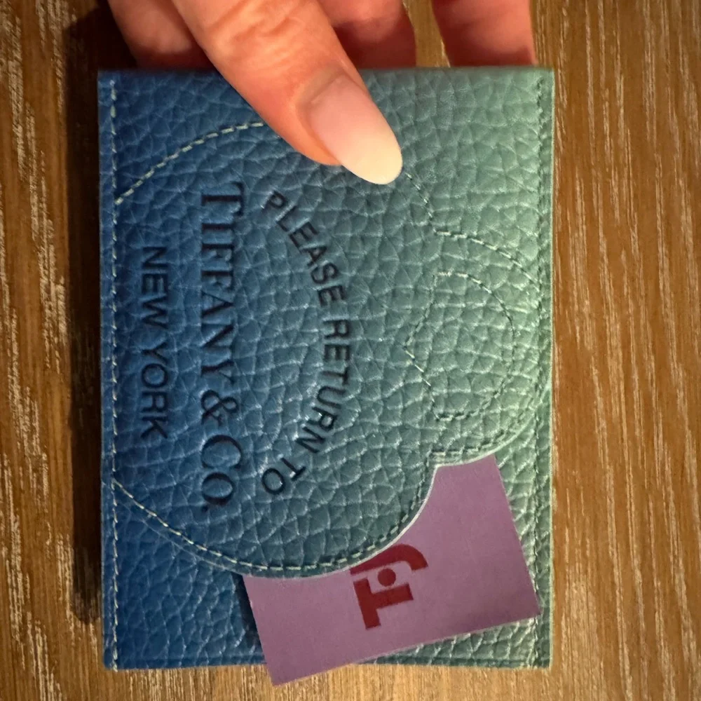 Tiffany & Co. Teal Leather Ombré Card Holder/Wallet - Picture 6 of 7